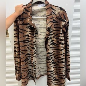 cheetah button up blouse womens size large